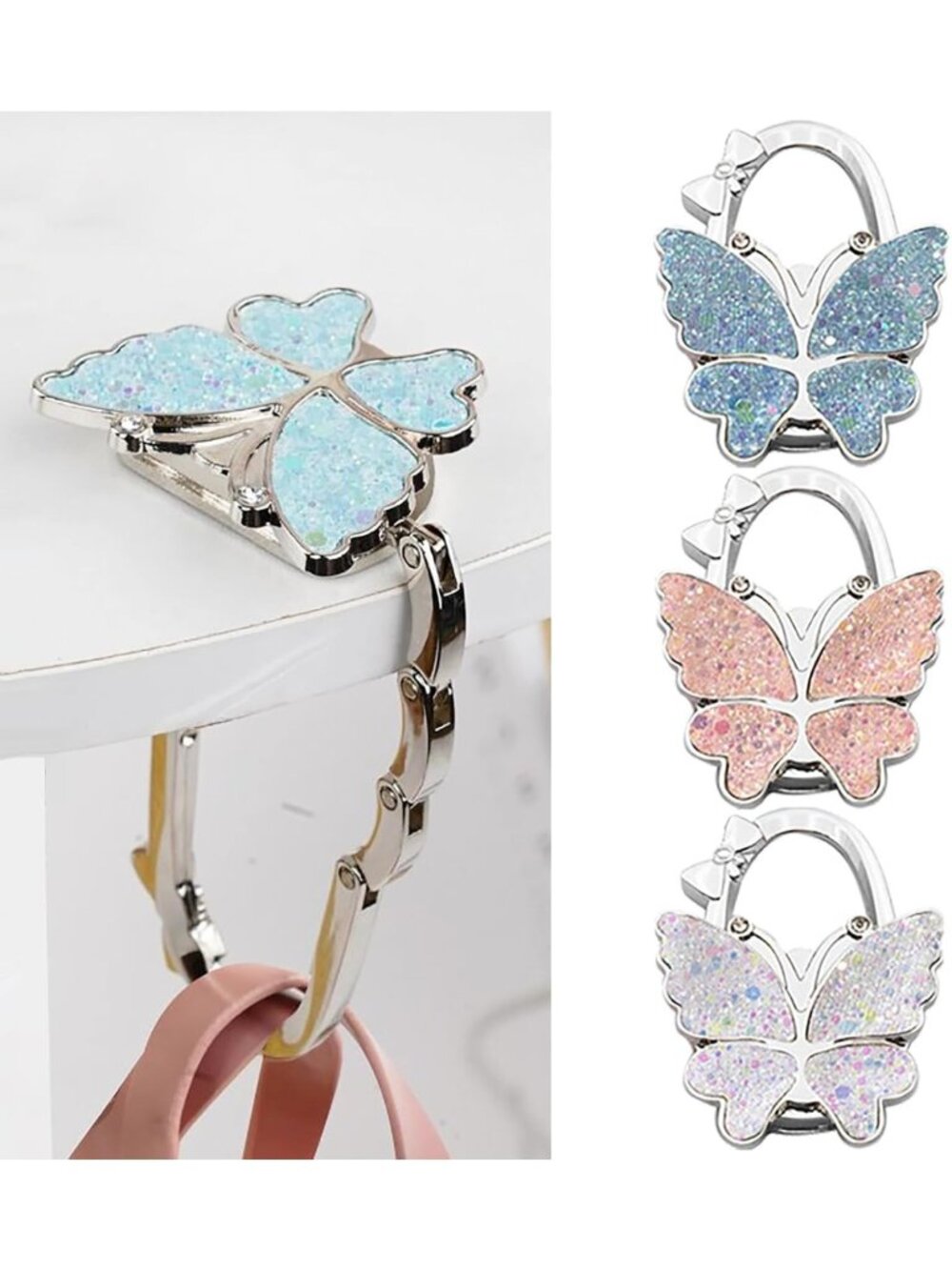 Foldable Purse Hook for Table - Portable Handbag Hanger, Travel Accessory